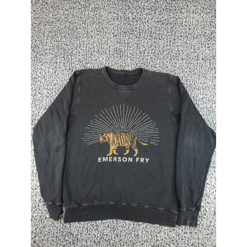 Emerson Fry Tiger Sweatshirt Womens Size M Black Gold Graphic Crewneck USA